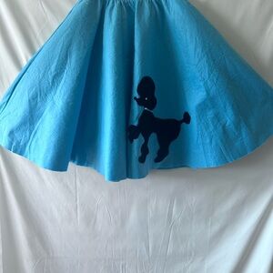 Stylish Blue Skater Skirt with Poodle Design